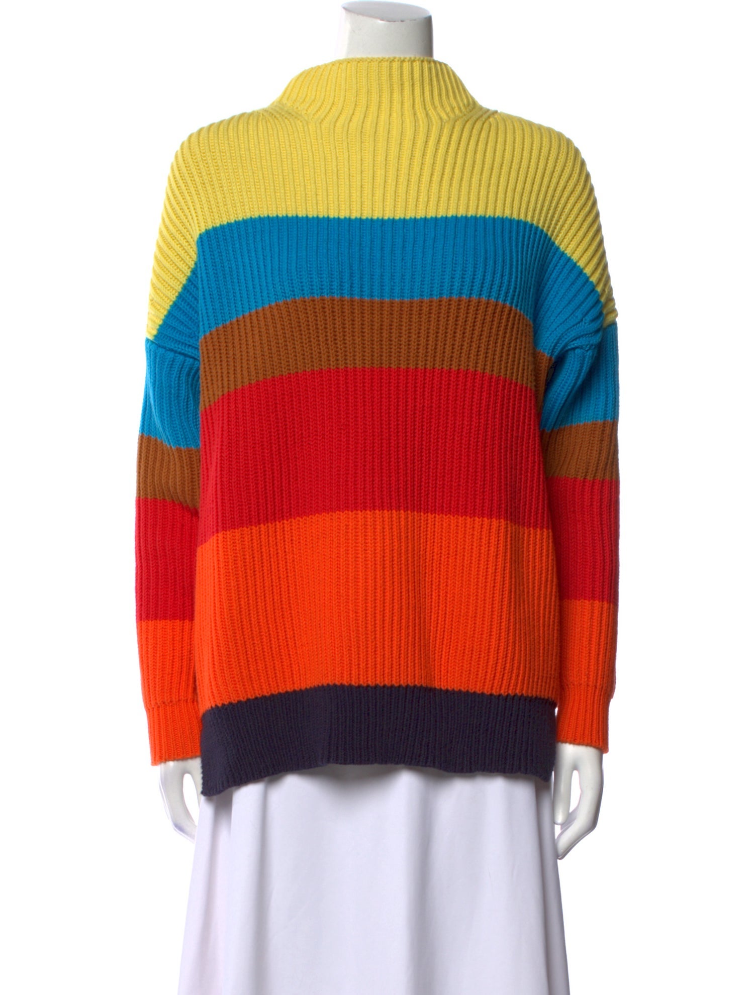 Chinti and Parker Striped Mock Neck Sweater