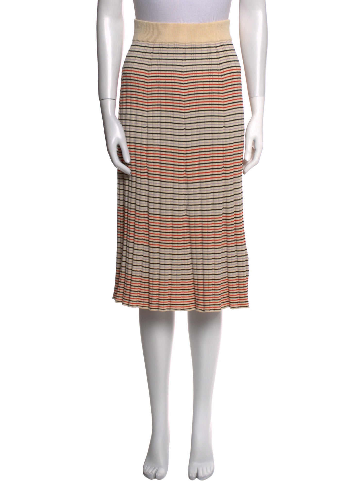 Chinti and Parker Striped Knee-Length Skirt