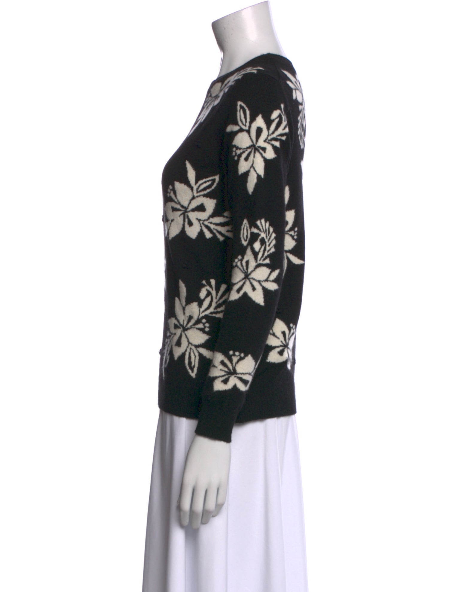 Chinti and Parker Cashmere Floral Print Sweater
