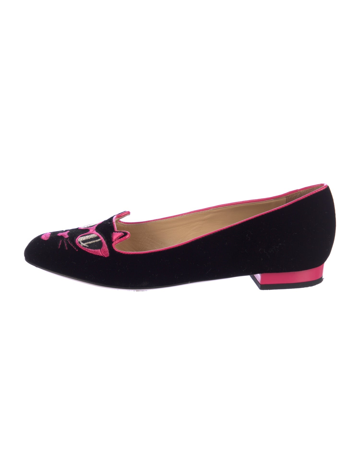 CHARLOTTE OLYMPIA x Barbie Velvet Colorblock Pattern Loafers