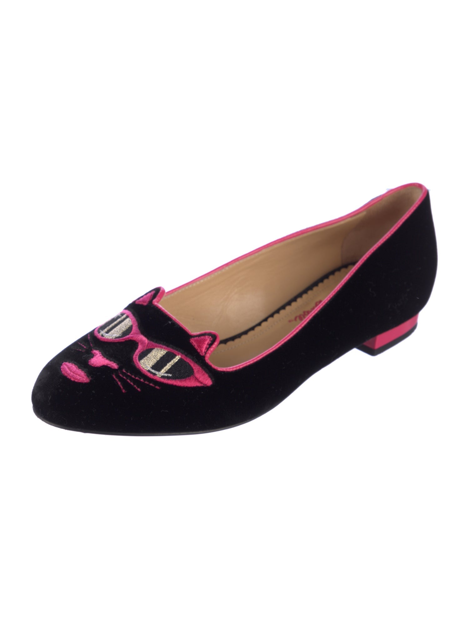 CHARLOTTE OLYMPIA x Barbie Velvet Colorblock Pattern Loafers