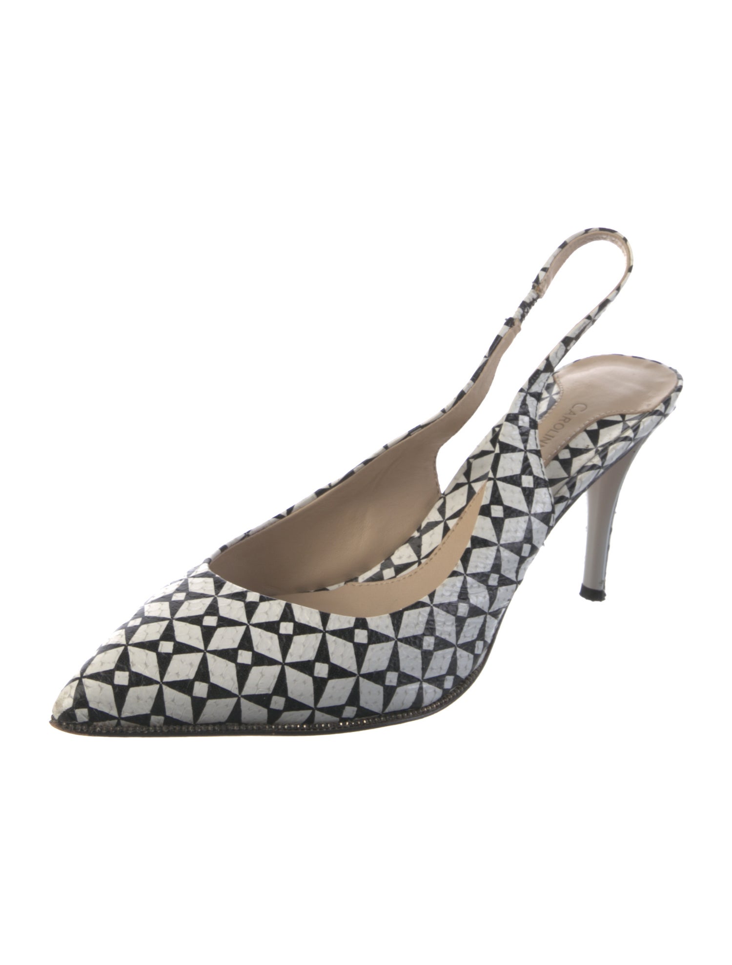 Carolinna Espinosa Leather Printed Slingback Pumps