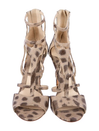 Carolinna Espinosa Leather Animal Print Gladiator Sandals
