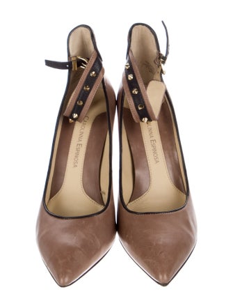 Carolinna Espinosa Leather Studded Accents Pumps