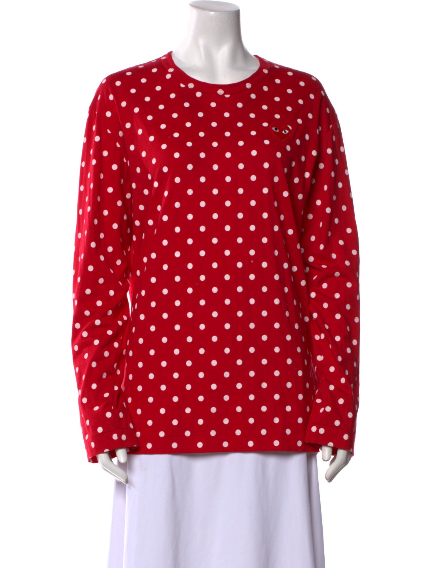 Comme des Garçons Play Polka Dot Print Crew Neck Top