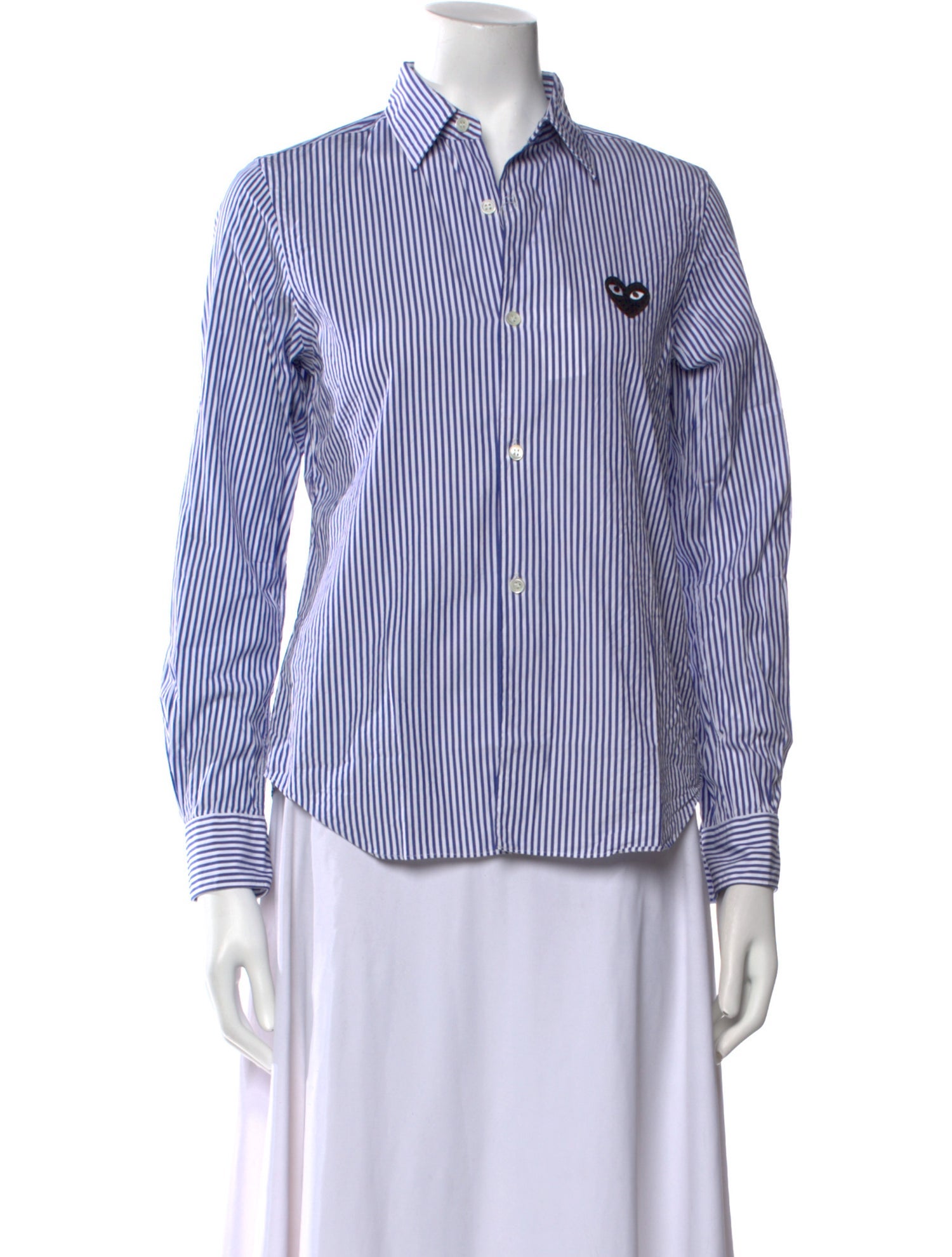 Comme des Garçons Play Striped Long Sleeve Button-Up Top