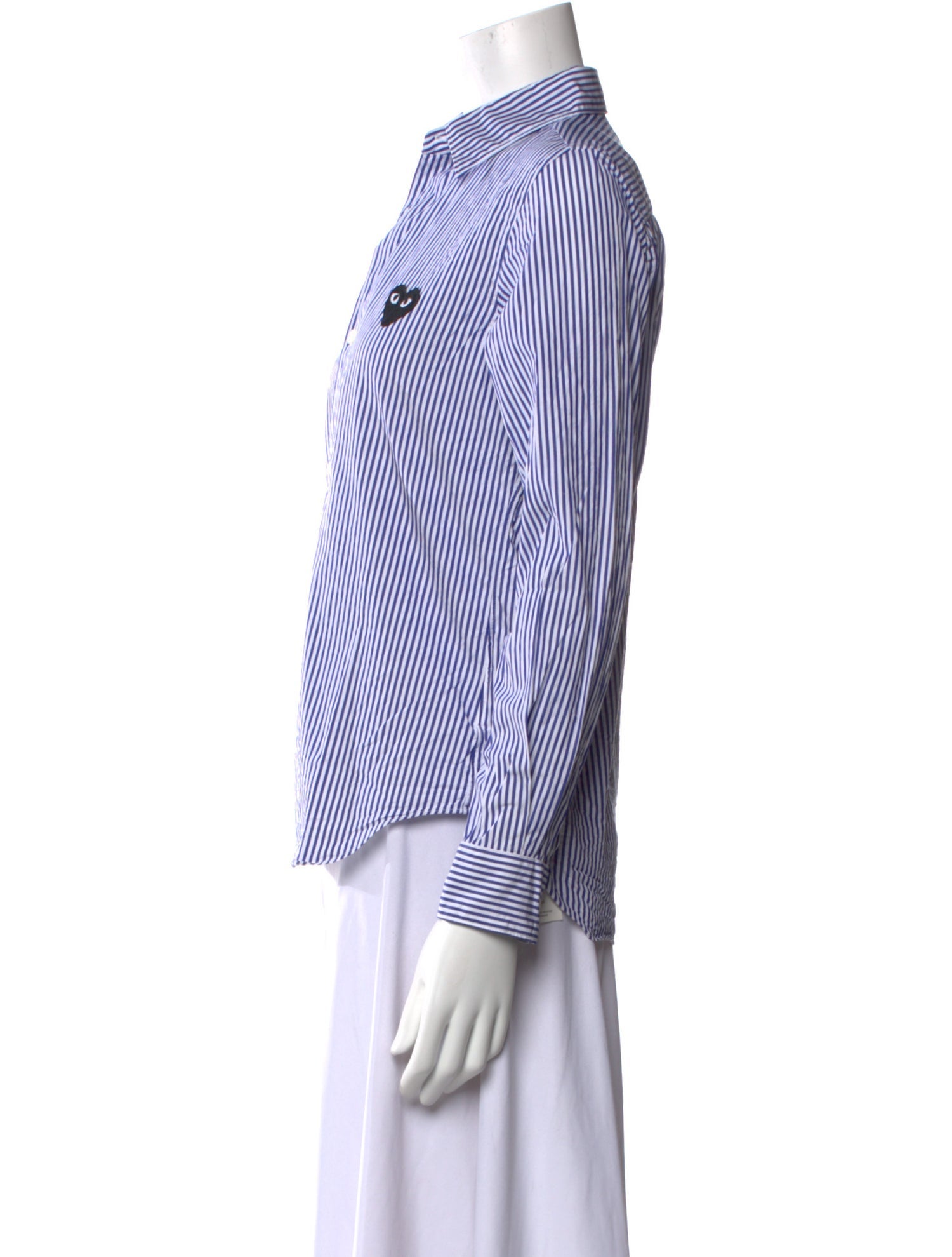 Comme des Garçons Play Striped Long Sleeve Button-Up Top
