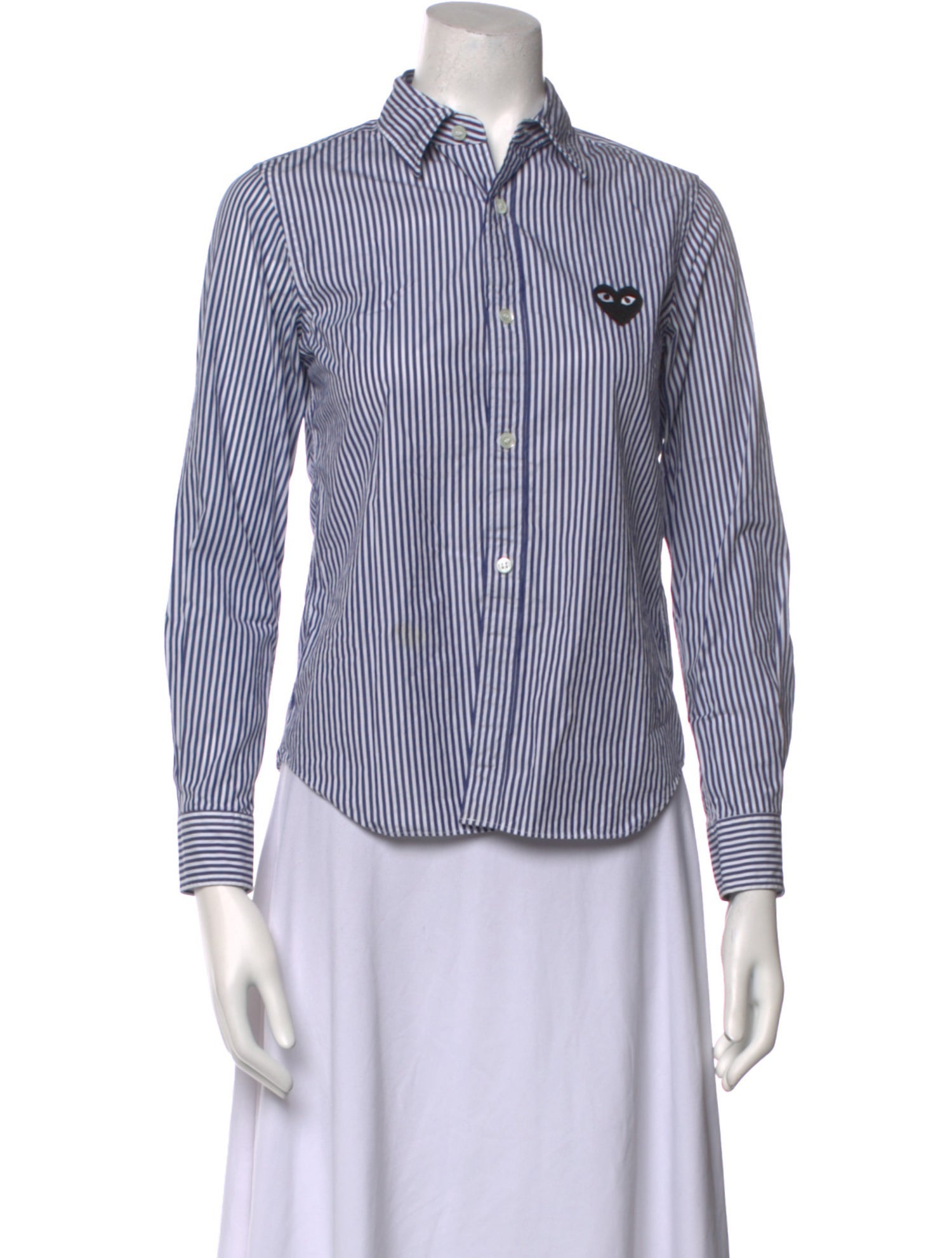 Comme des Garçons Play Striped Long Sleeve Button-Up Top