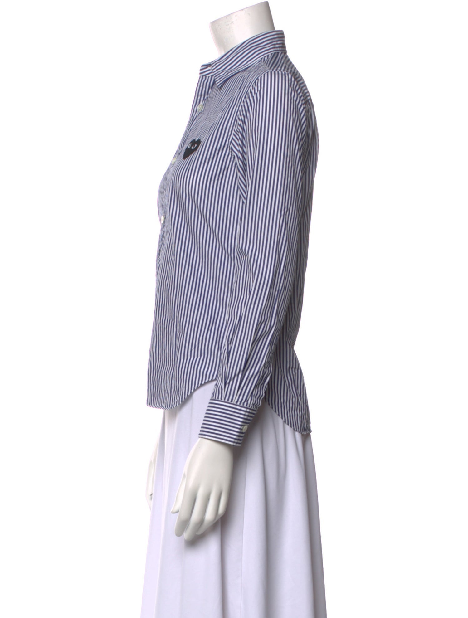 Comme des Garçons Play Striped Long Sleeve Button-Up Top