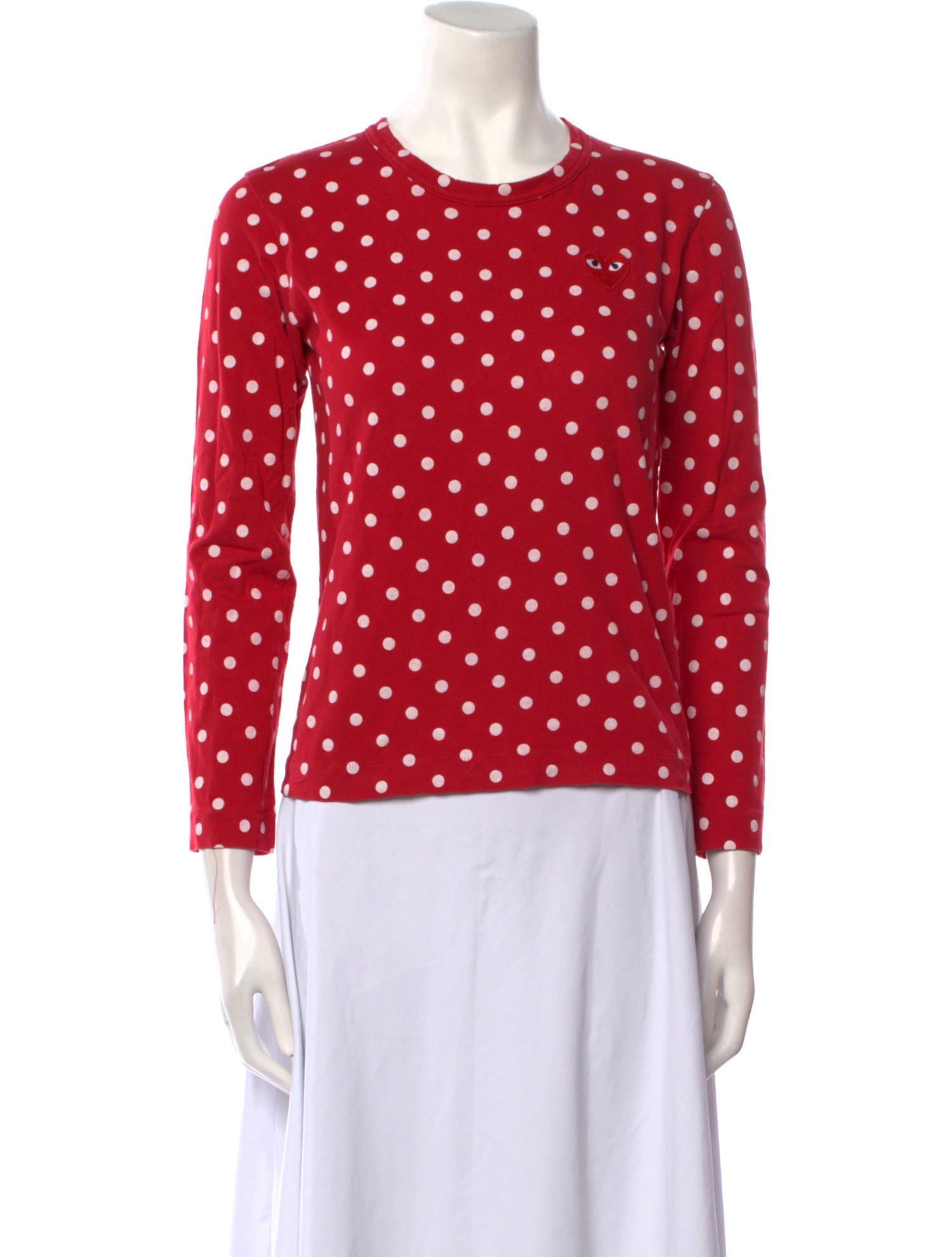 Comme des Garçons Play Polka Dot Print Crew Neck Top