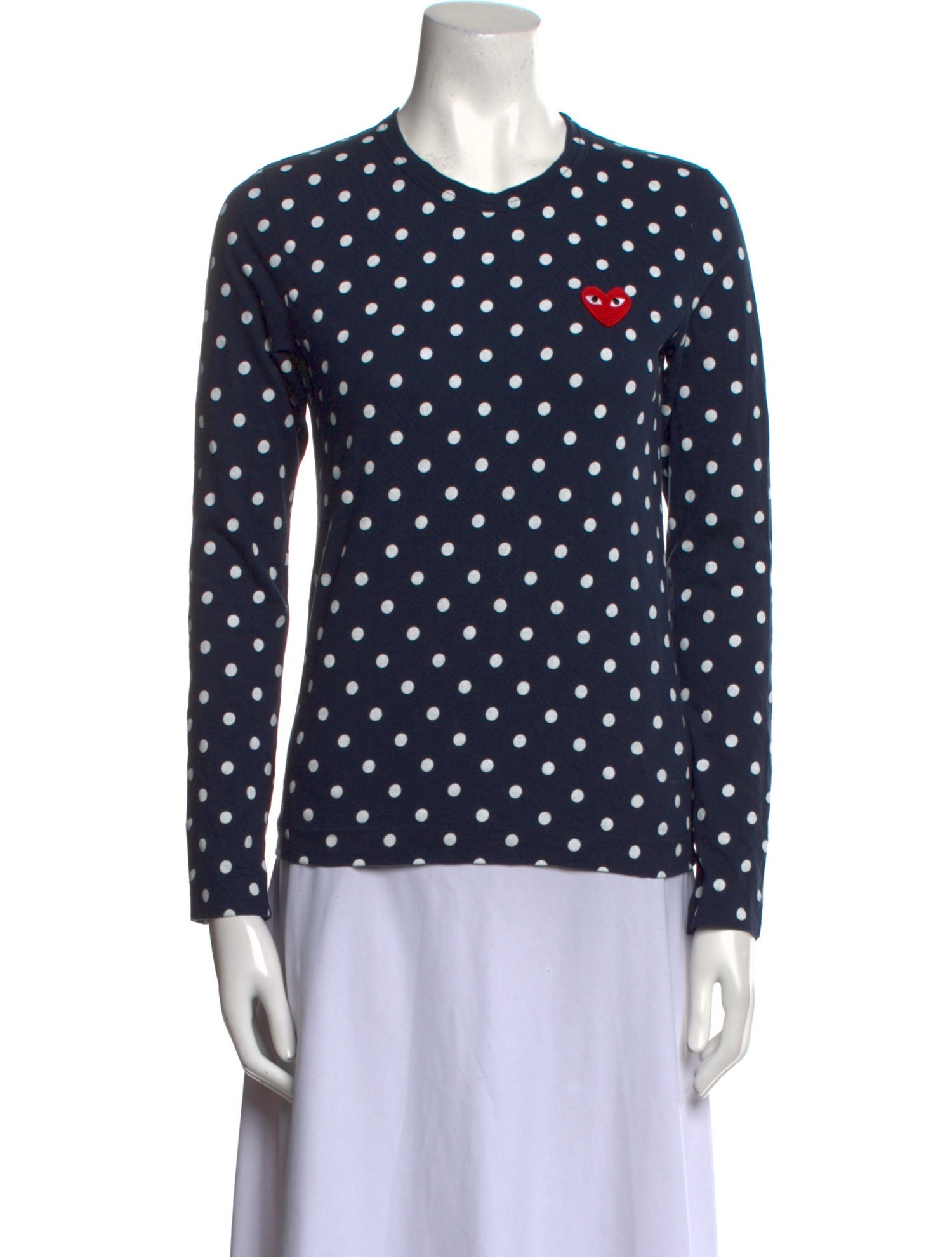Comme des Garçons Play Polka Dot Print Crew Neck Top