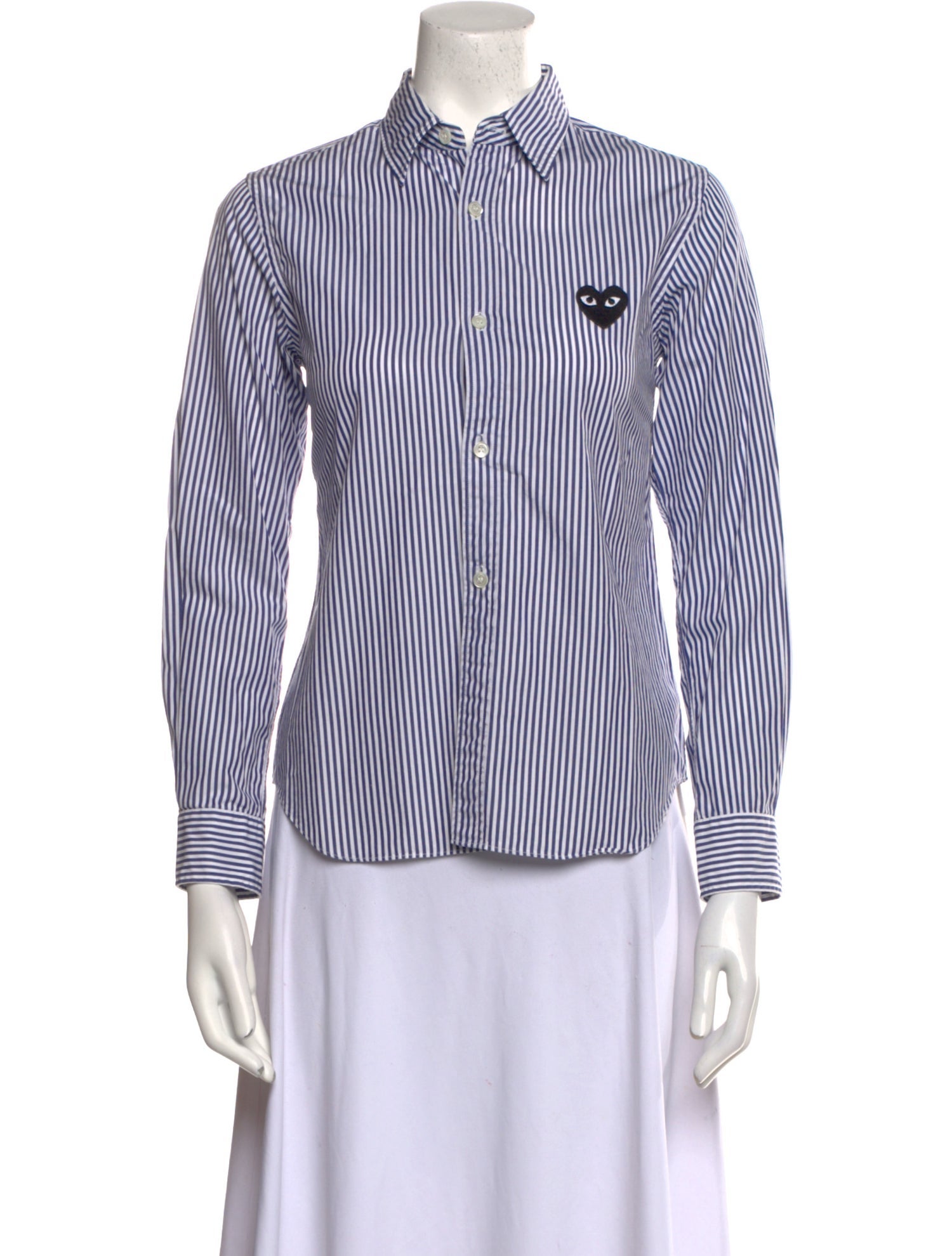 Comme des Garçons Play Striped Long Sleeve Button-Up Top