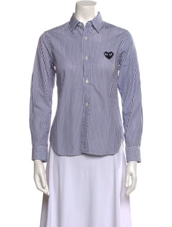 Comme des Garçons Play Striped Long Sleeve Button-Up Top