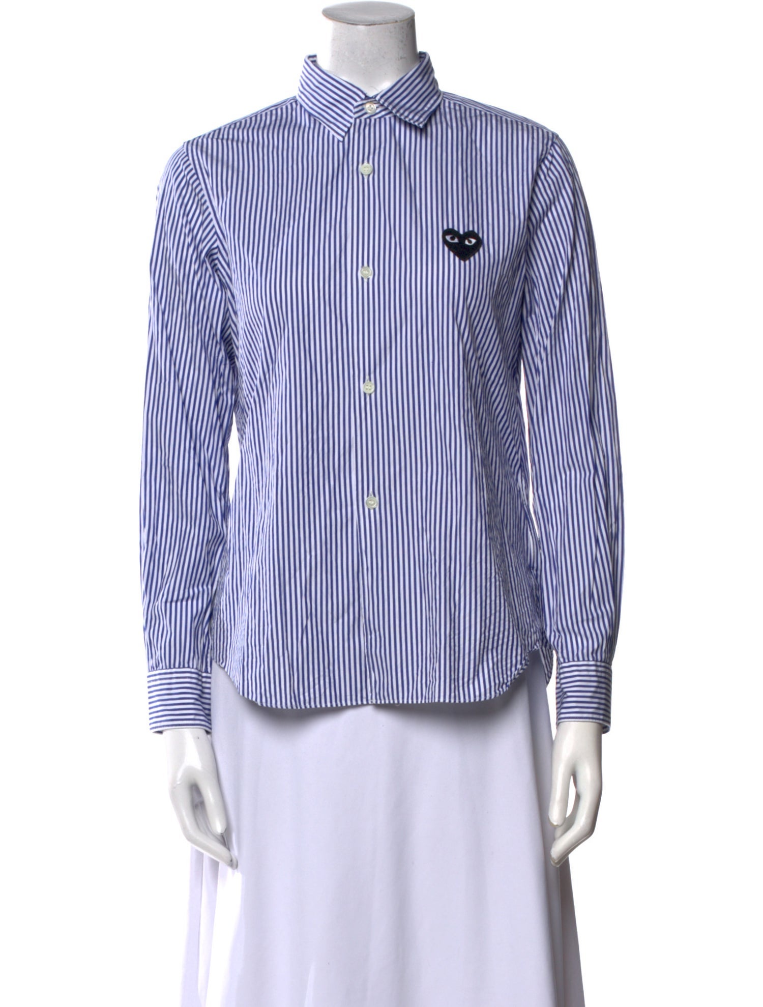 Comme des Garçons Play Striped Long Sleeve Button-Up Top