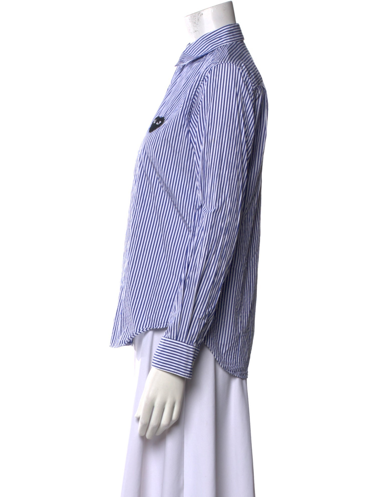 Comme des Garçons Play Striped Long Sleeve Button-Up Top