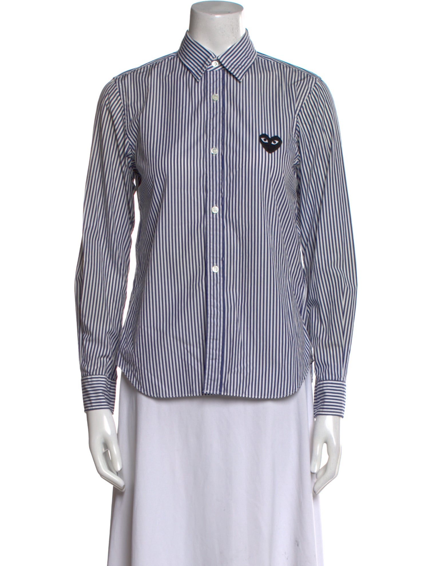 Comme des Garçons Play Striped Long Sleeve Button-Up Top
