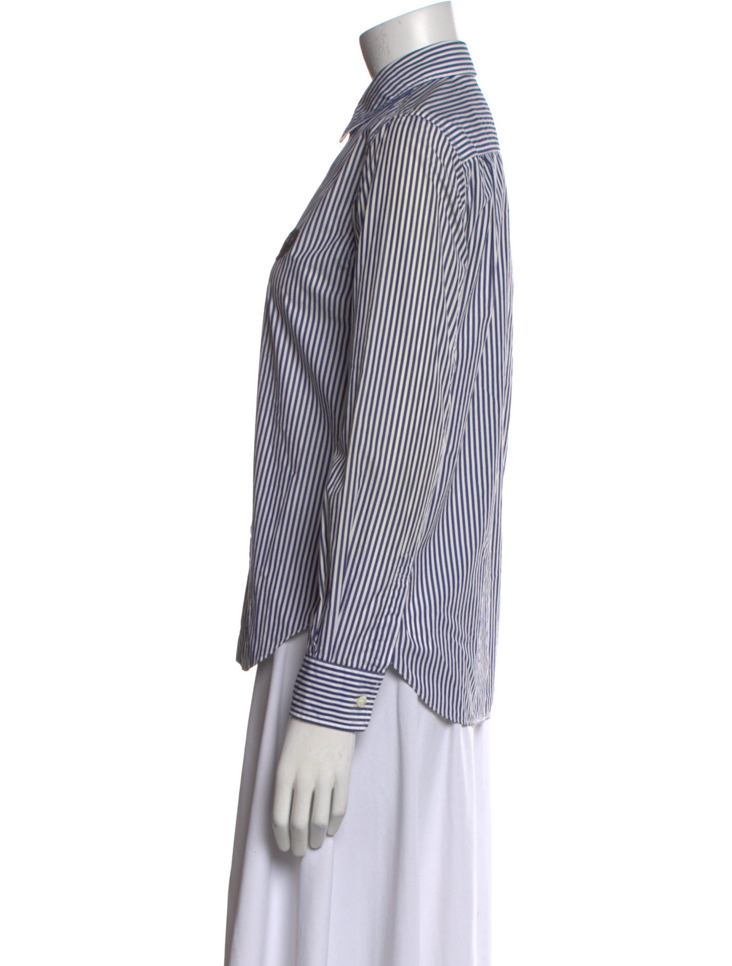 Comme des Garçons Play Striped Long Sleeve Button-Up Top