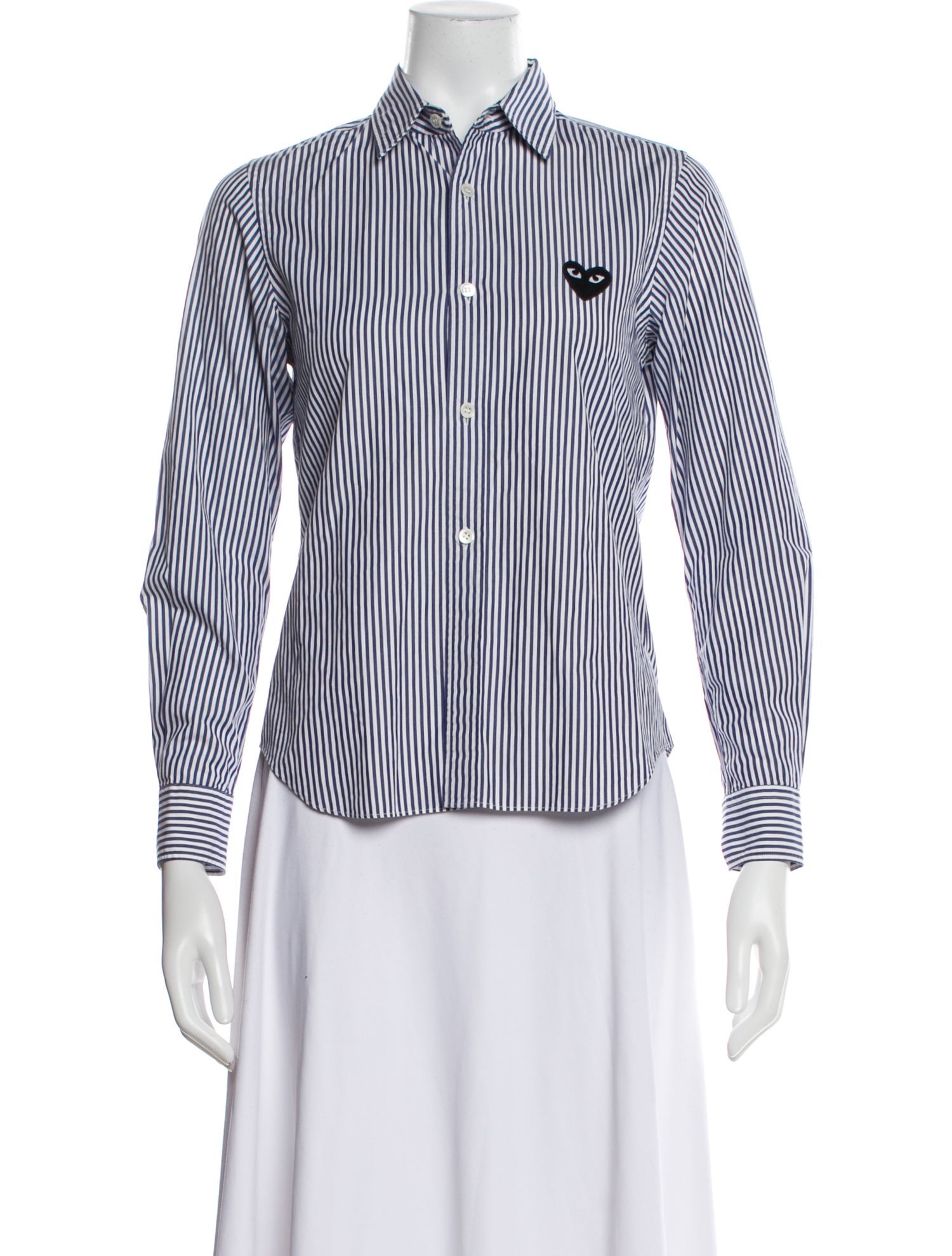 Comme des Garçons Play Striped Long Sleeve Button-Up Top