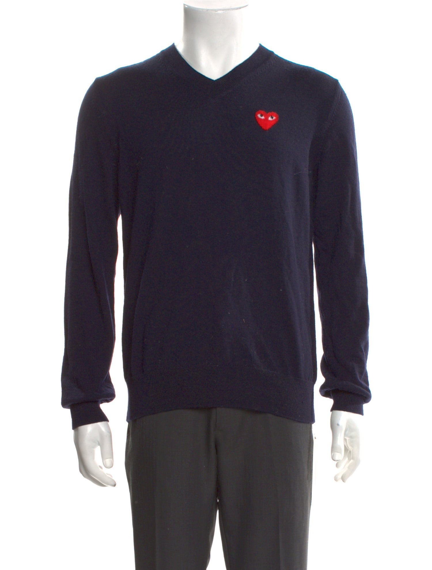 Comme des Garçons Play Graphic Print V-Neck Pullover