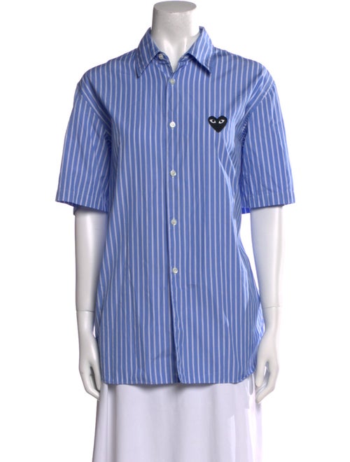 Comme des Garçons Play Striped Short Sleeve Button-Up Top
