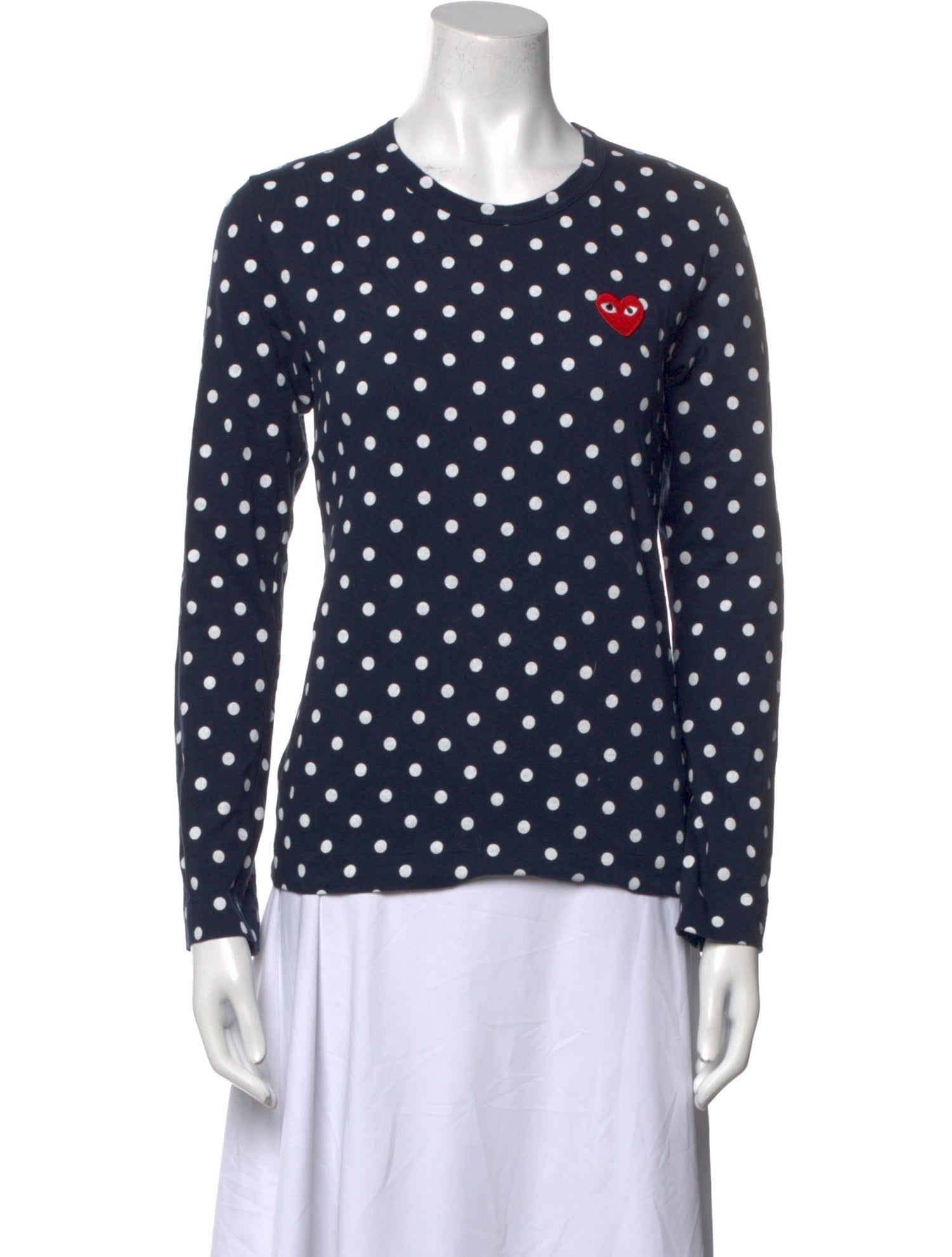 Comme des Garçons Play Polka Dot Print Crew Neck Button-Up Top