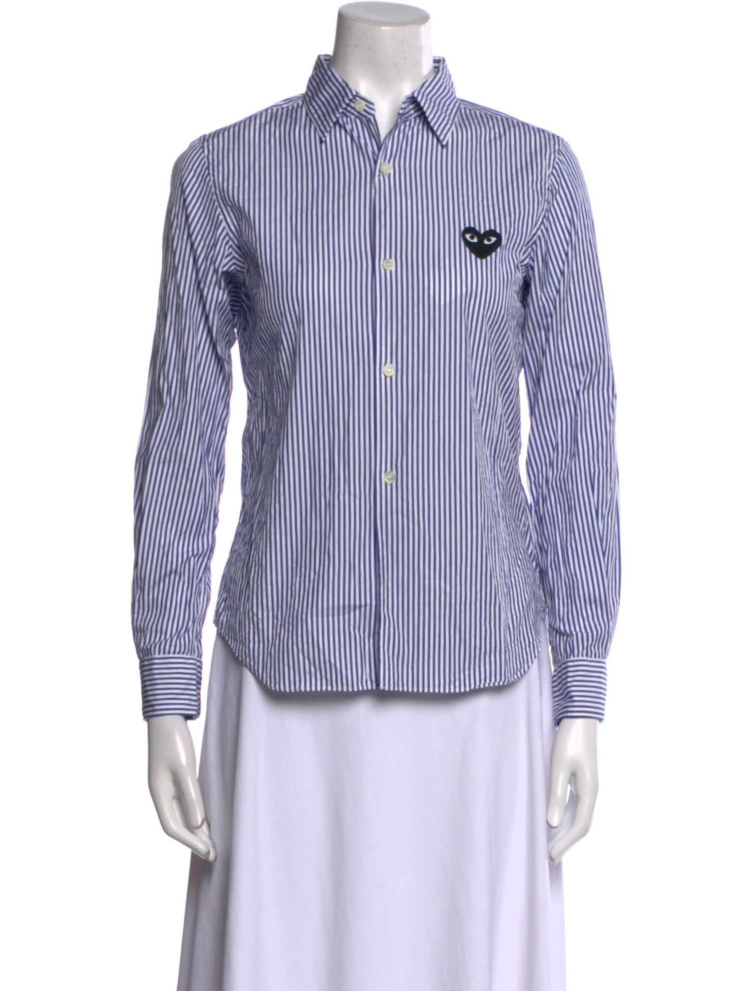 Comme des Garçons Play Striped Long Sleeve Button-Up Top w/ Tags