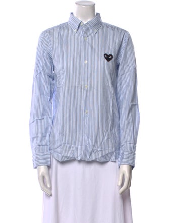 Comme des Garçons Play Striped Long Sleeve Button-Up Top