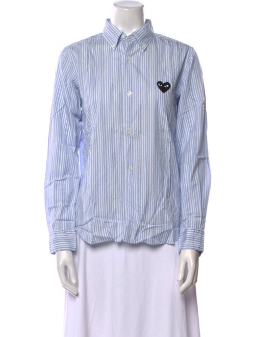 Comme des Garçons Play Striped Long Sleeve Button-Up Top
