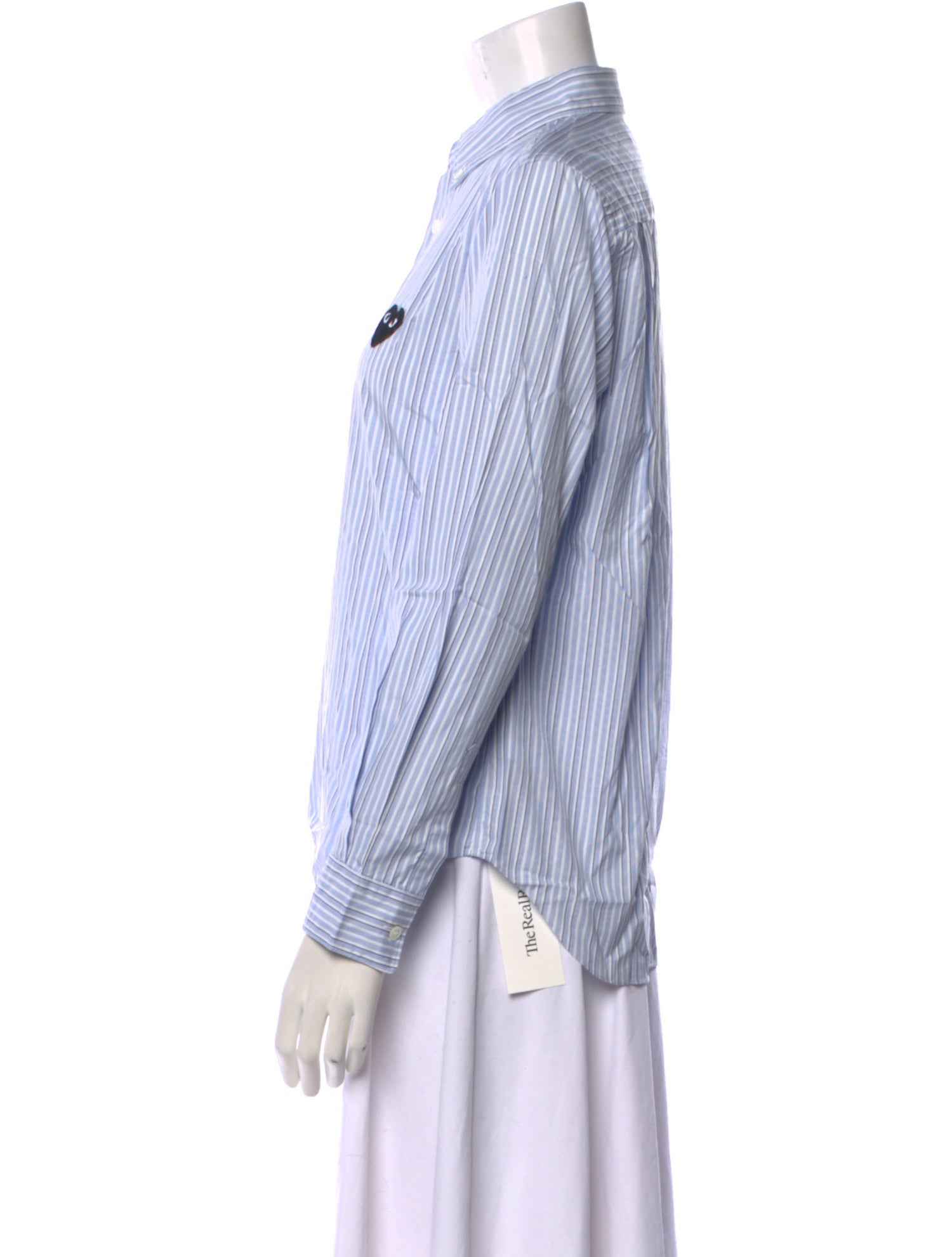 Comme des Garçons Play Striped Long Sleeve Button-Up Top