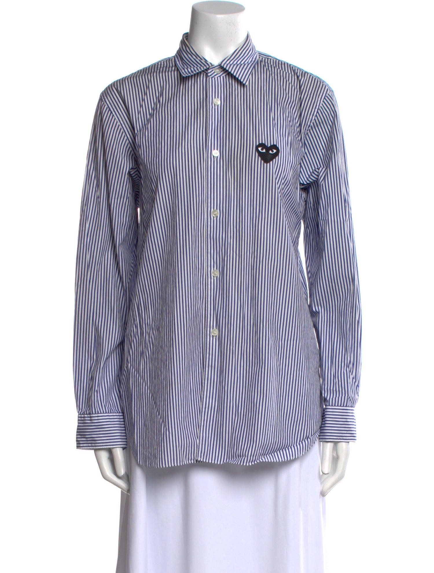 Comme des Garçons Play Striped Long Sleeve Button-Up Top