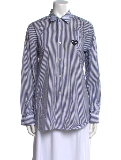 Comme des Garçons Play Striped Long Sleeve Button-Up Top