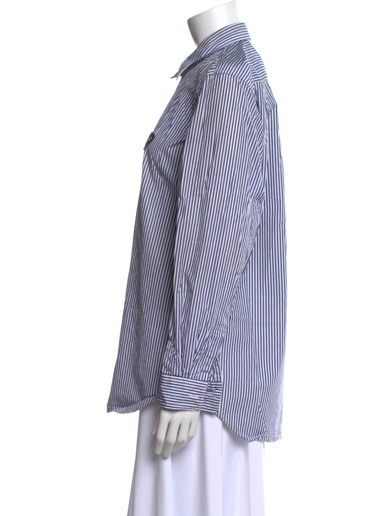 Comme des Garçons Play Striped Long Sleeve Button-Up Top