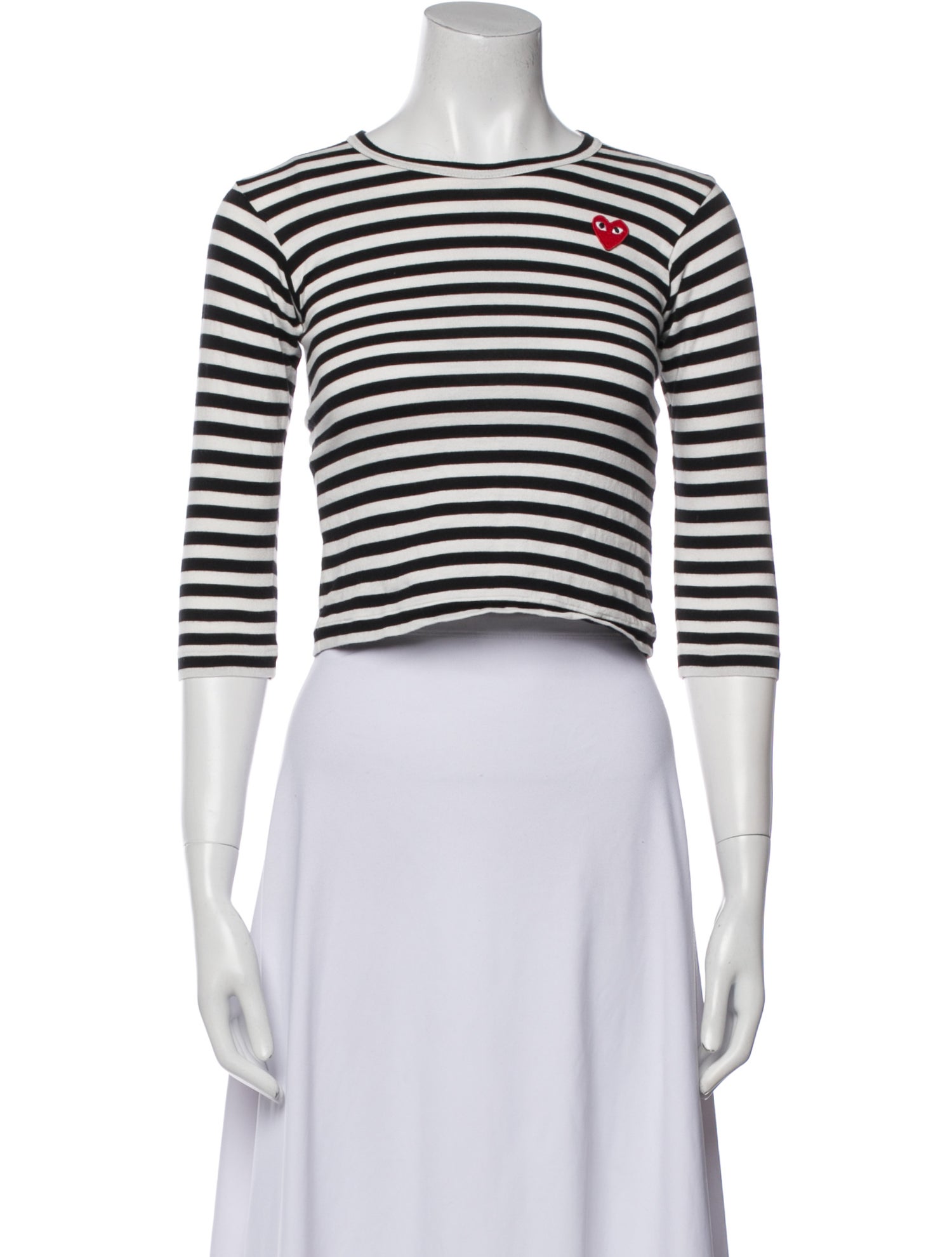 Comme des Garçons Play Striped Crew Neck Crop Top