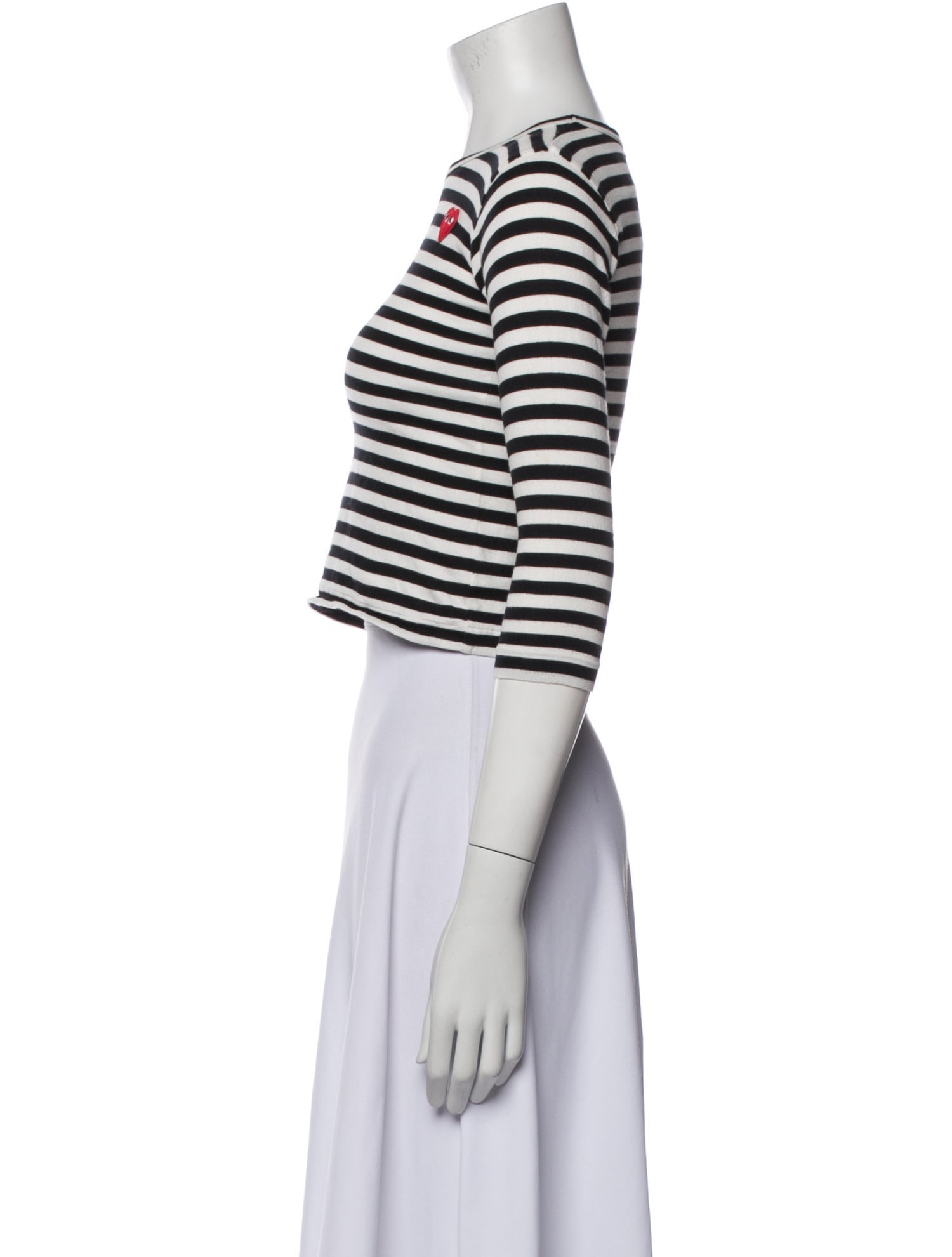 Comme des Garçons Play Striped Crew Neck Crop Top