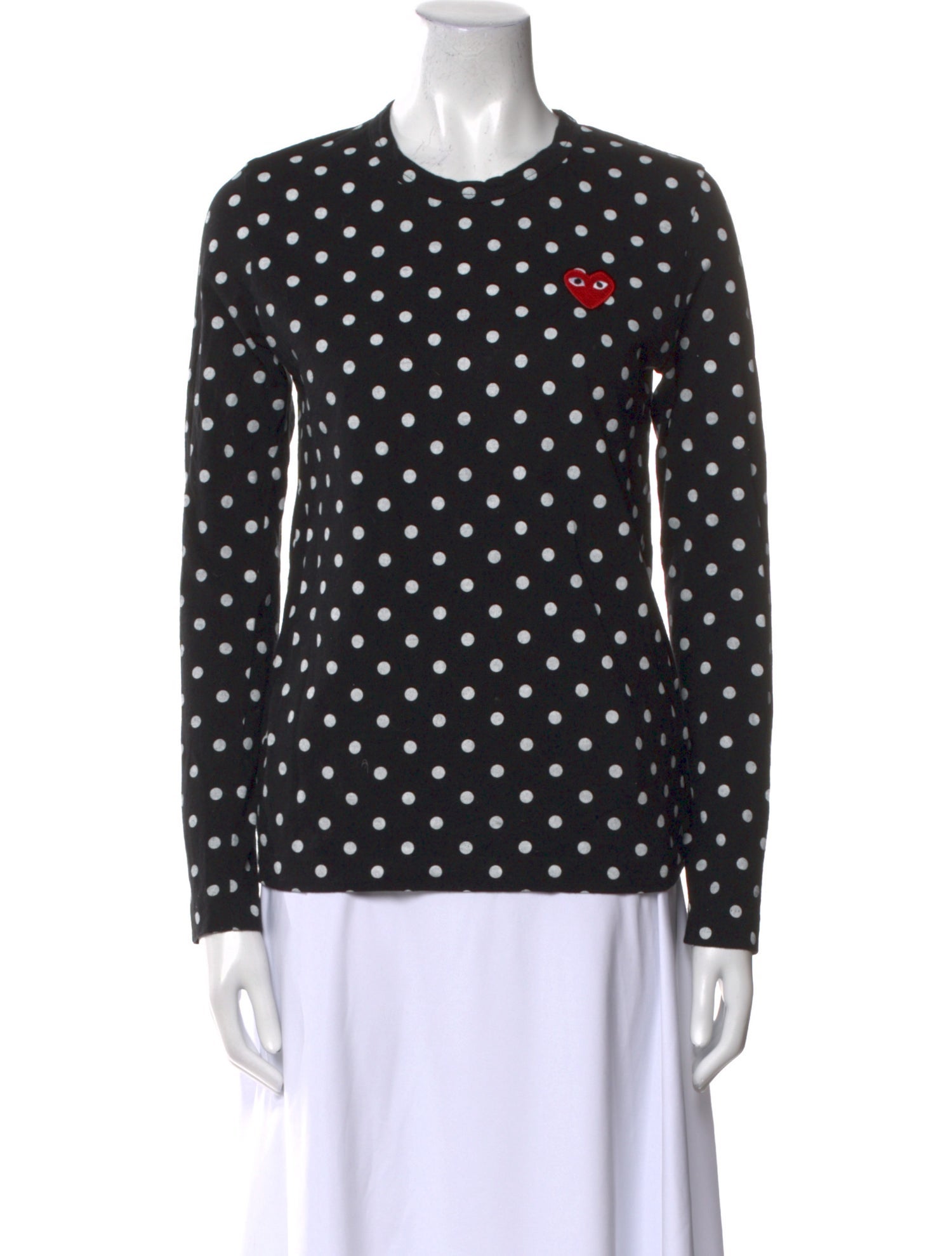 Comme des Garçons Play Polka Dot Print Crew Neck Top