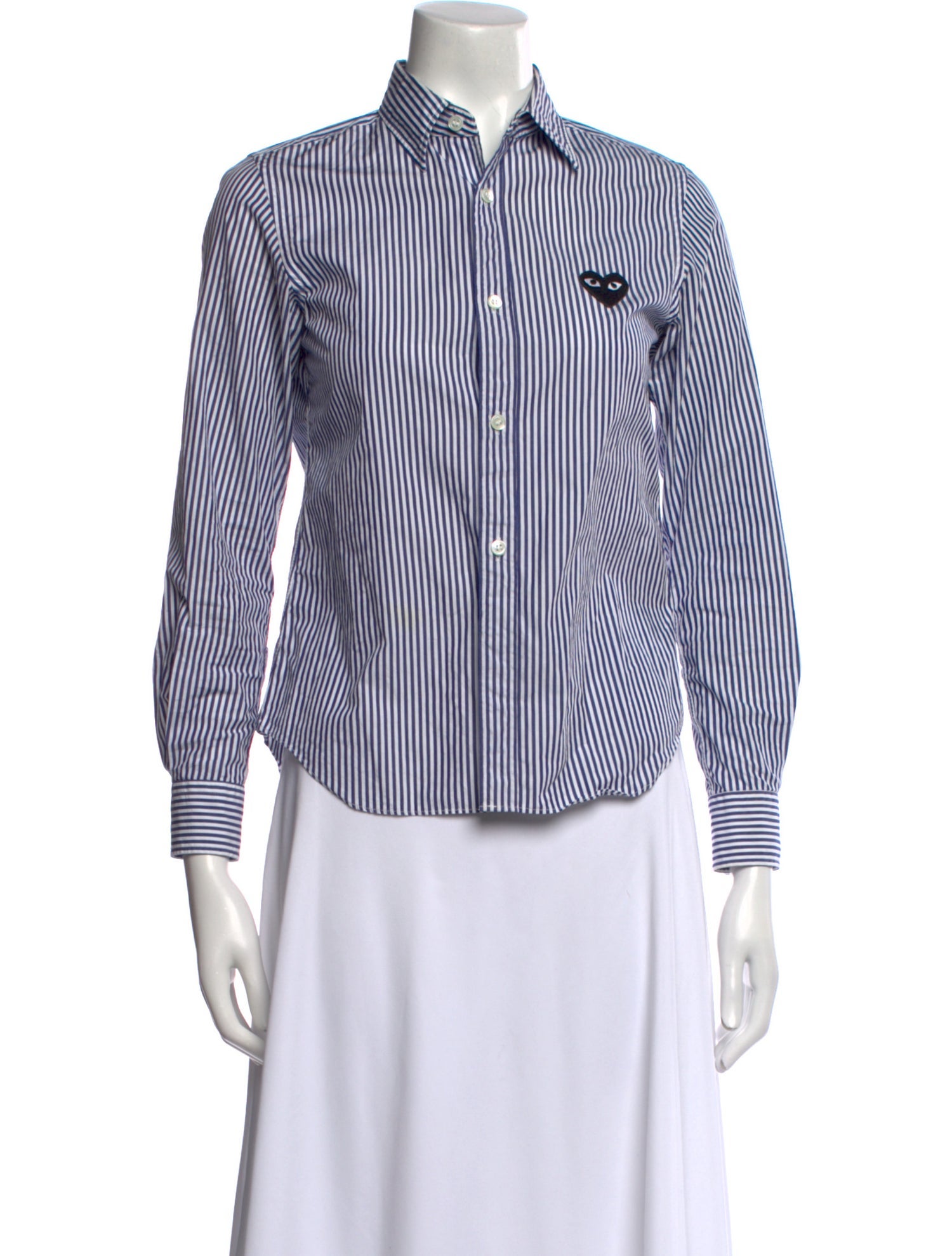Comme des Garçons Play Striped Long Sleeve Button-Up Top