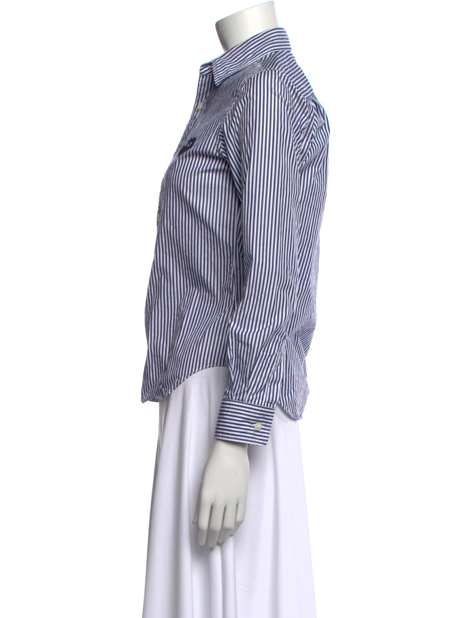 Comme des Garçons Play Striped Long Sleeve Button-Up Top
