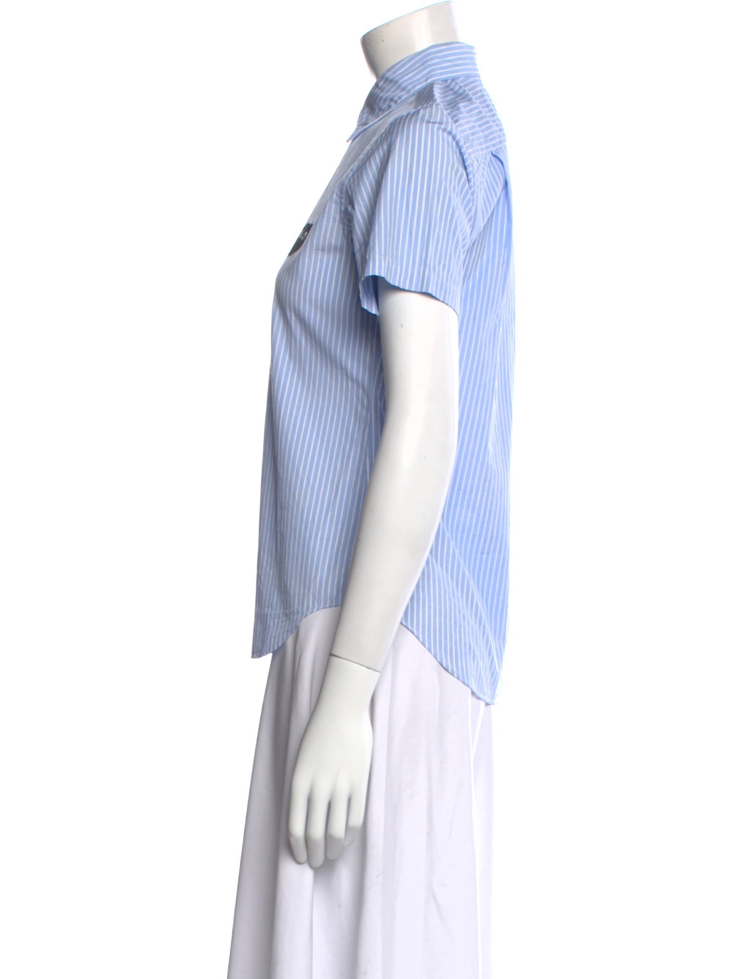 Comme des Garçons Play Striped Short Sleeve Button-Up Top