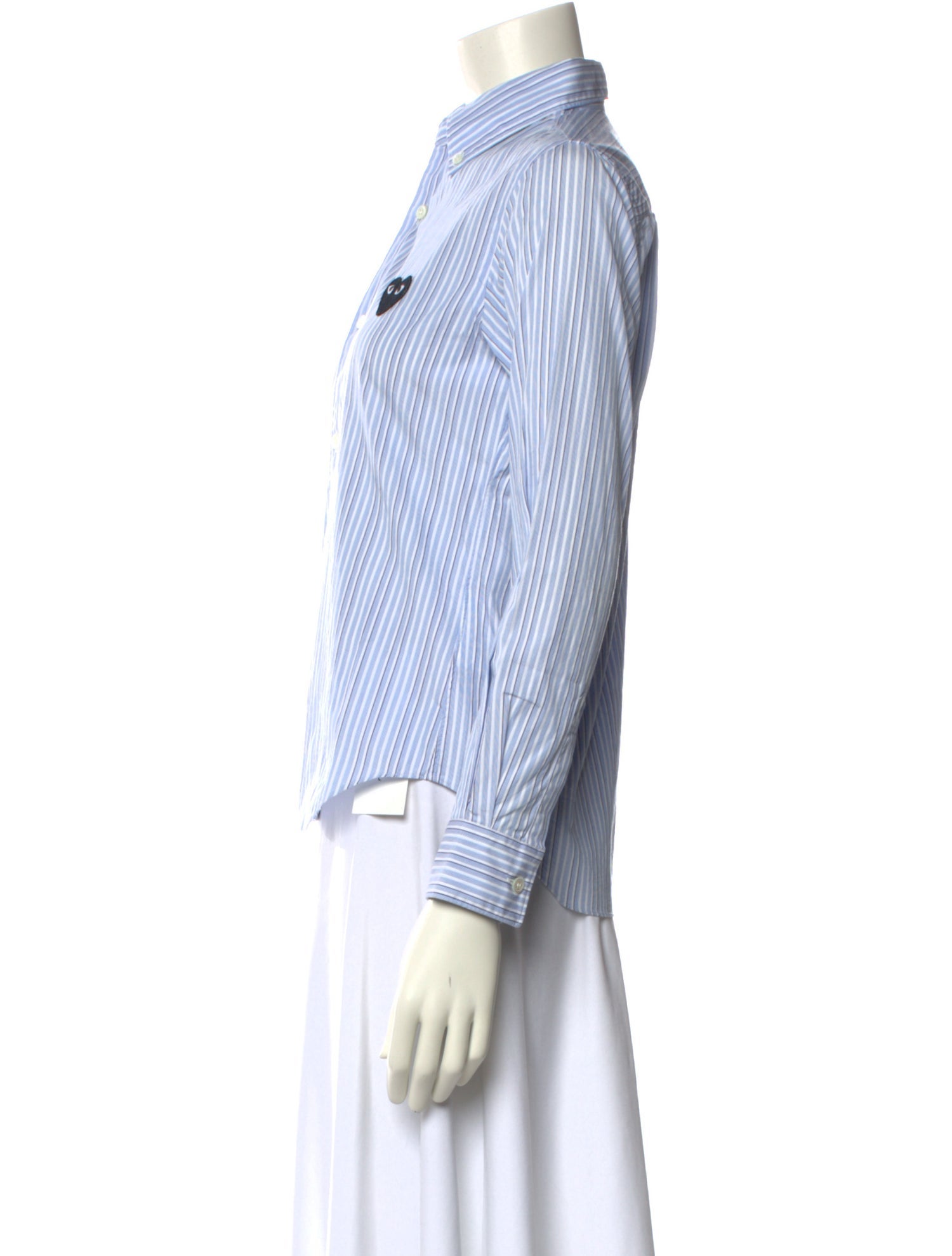 Comme des Garçons Play Striped Mock Neck Button-Up Top