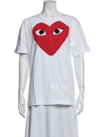 Pre-owned Comme Des Garçons Play Graphic Print Crew Neck T-shirt W/ Tags In White