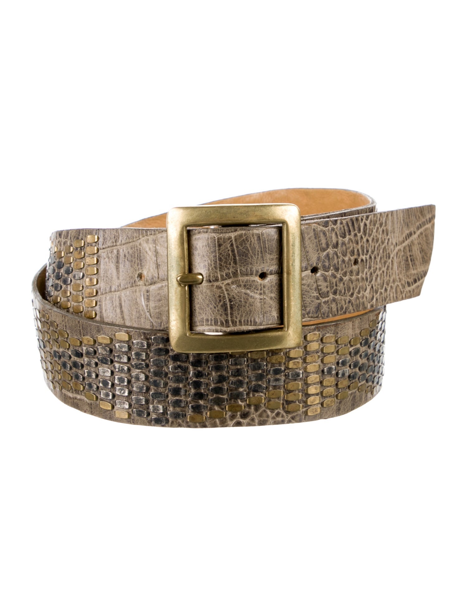 CORDERA Embossed Leather Studded Accents Belt