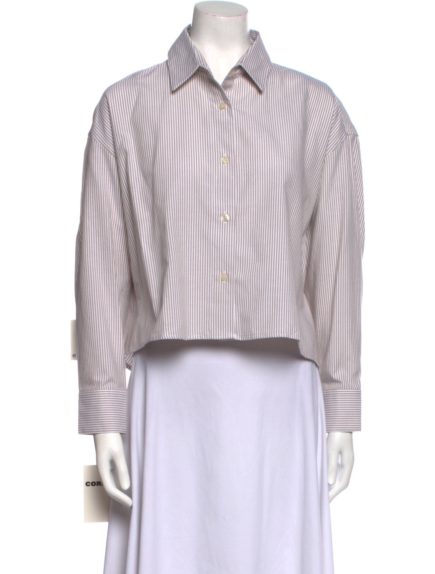 CORDERA Striped Long Sleeve Button-Up Top
