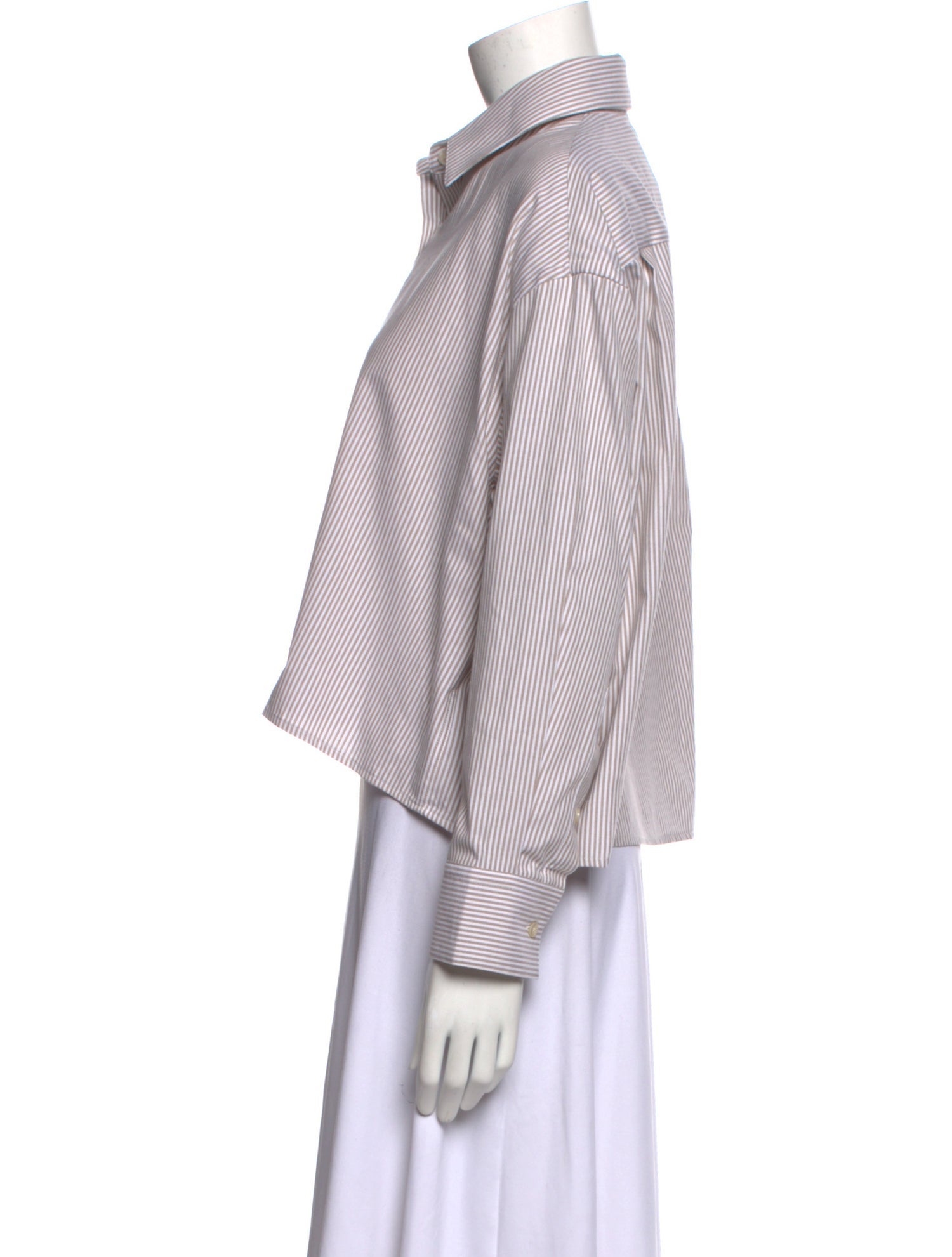 CORDERA Striped Long Sleeve Button-Up Top