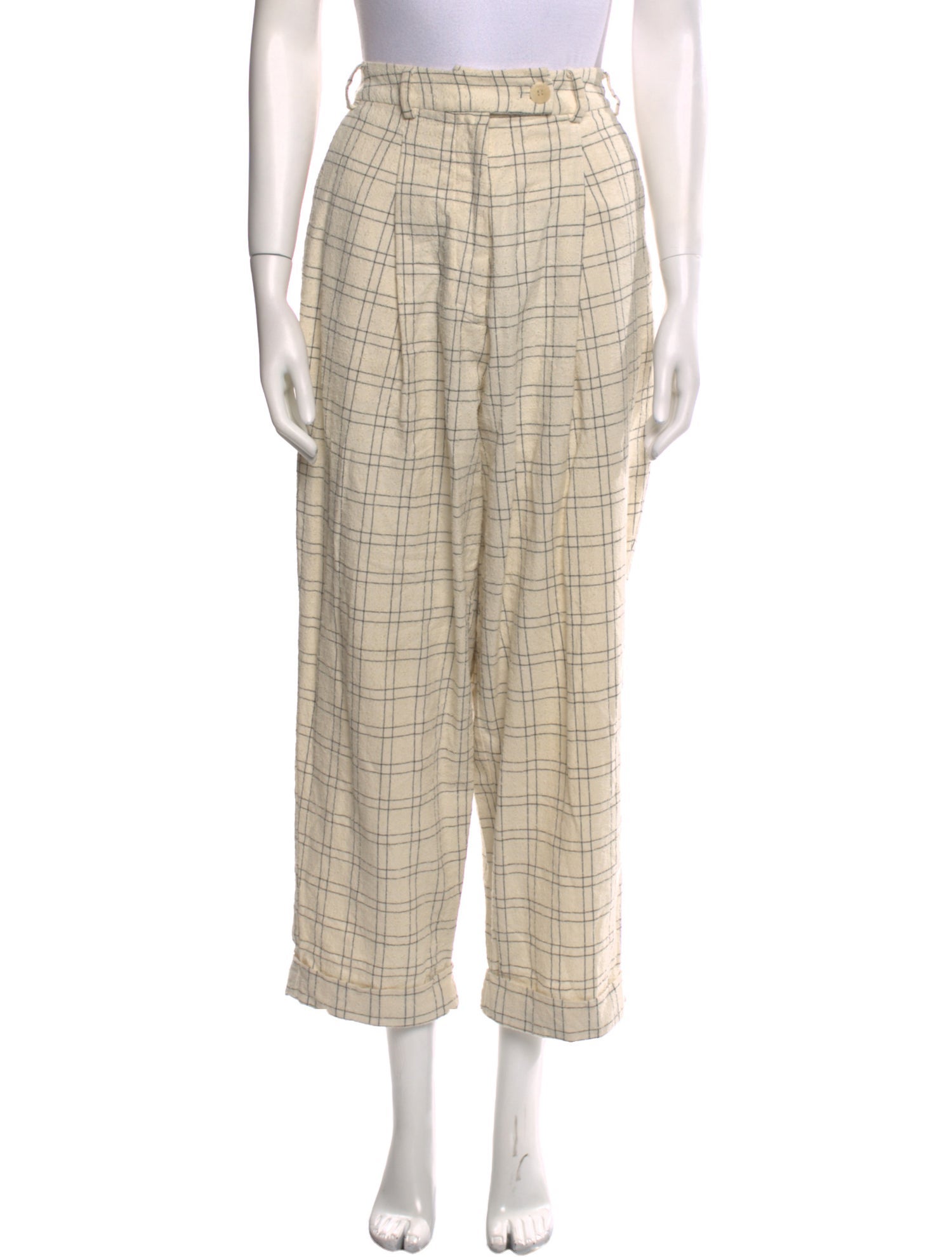 CORDERA Plaid Print Wide Leg Pants