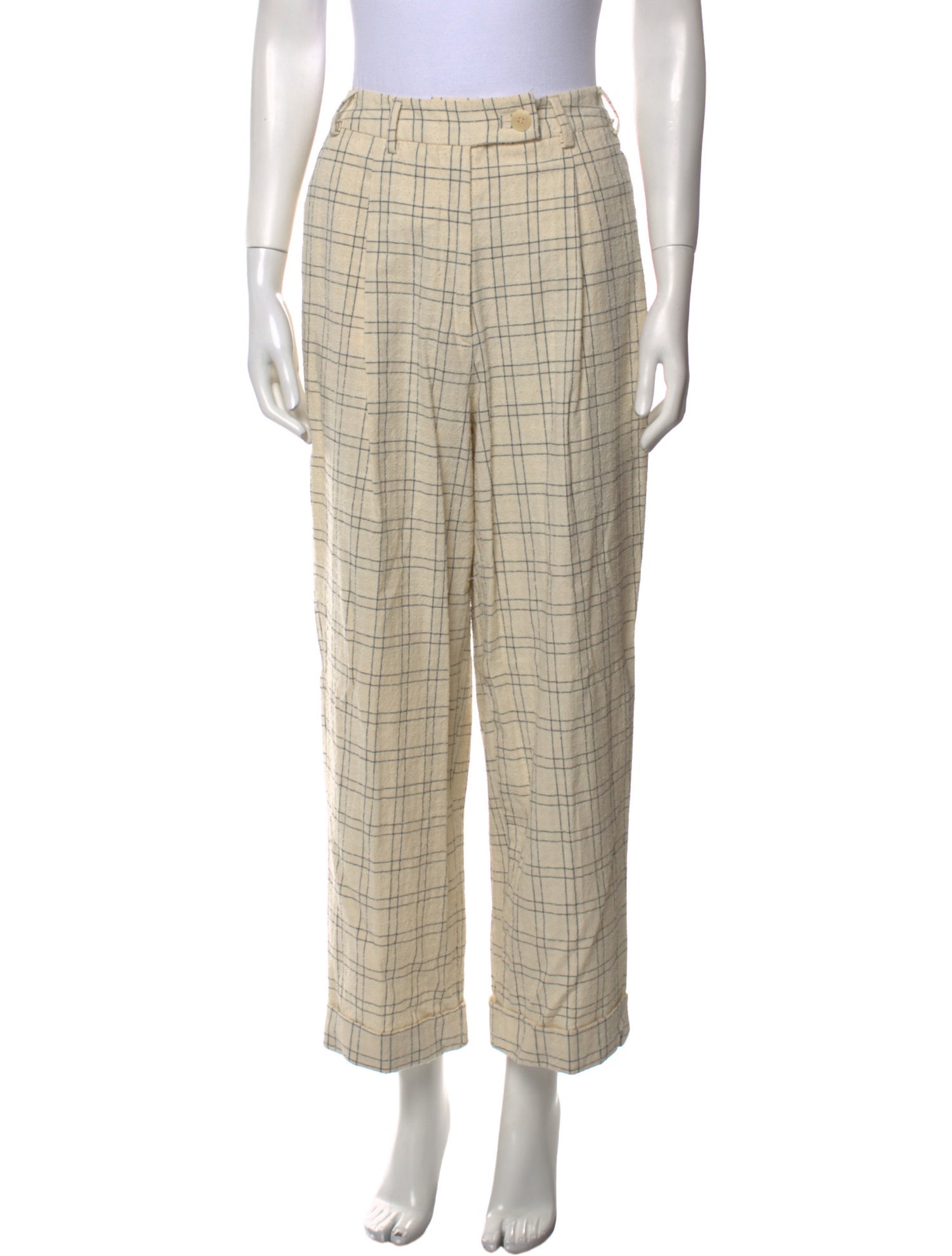 CORDERA Plaid Print Wide Leg Pants