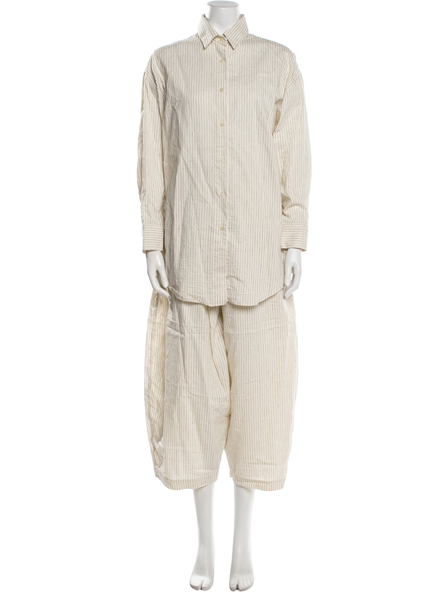 CORDERA Striped Pleated Accents Pant Set