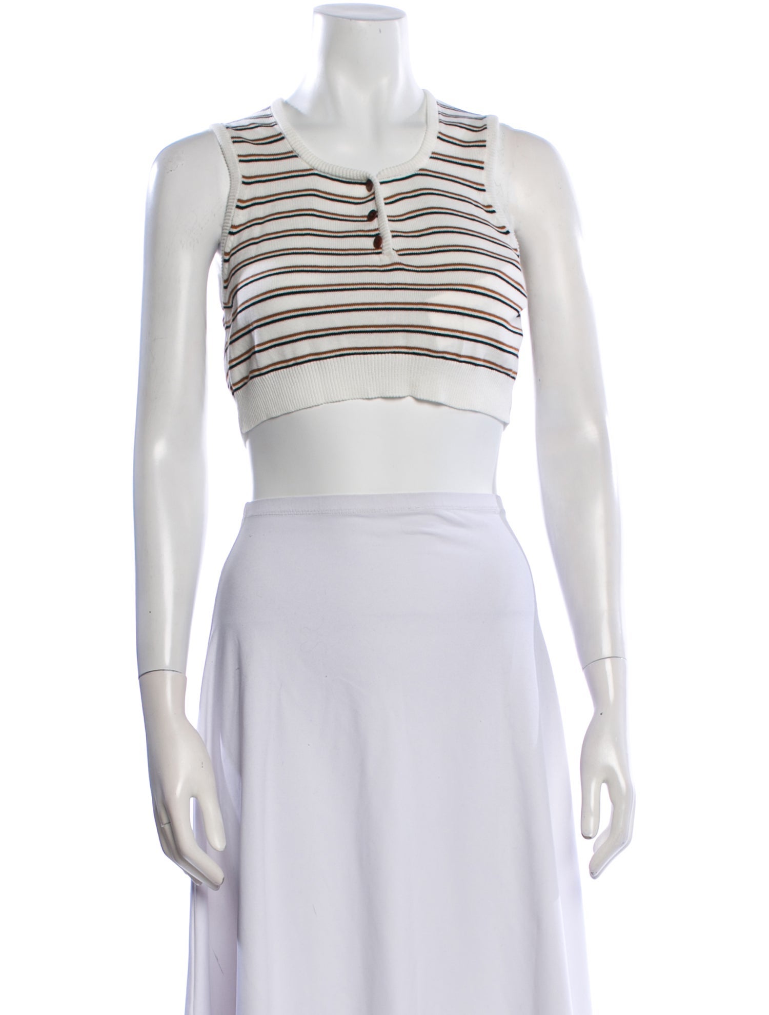 CORDERA Striped Crew Neck Crop Top