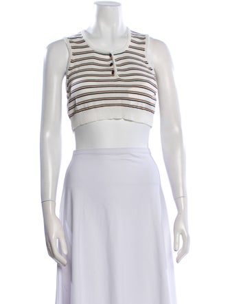 CORDERA Striped Crew Neck Crop Top