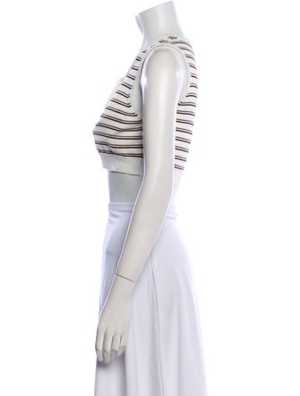CORDERA Striped Crew Neck Crop Top