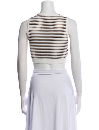 CORDERA Striped Crew Neck Crop Top